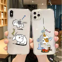 Cute Cat Phone Cover For iPhone 12 Mini 11 Pro Max XS XR SE 2020 7 8 6 6s Plus 5 5s Funny Animal Soft Silicone Anti-fall Case