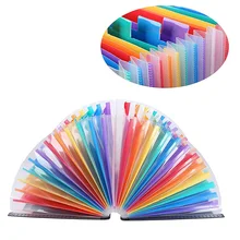 24 Pockets Expanding File Folder Clip Document Accordion File Bag A4 Filing Folders Student Papers Bills Folder Office Organizer 24 pockets a4 accordion expanding high capacity plastic stand bag colored tab file organizer