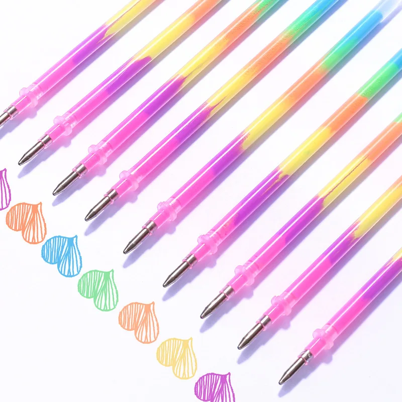 200 Pcs Multi Color Rainbow Refill Highlighters Gel Pen Stationery Students Painting Graffiti Pens Gift | Канцтовары для офиса и