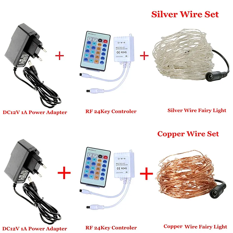 

Waterproof Remote DC12V LED Silver Copper Wire String Light For christmas wedding Holiday Bedroom Xmas Indoor Outdoor decoration