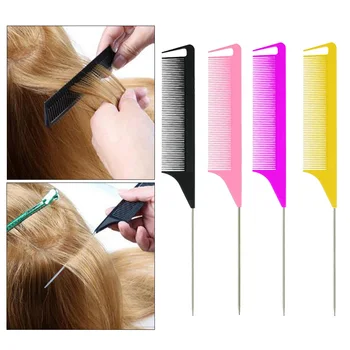 

Hairdresser Barber Metal Pin Tail Rat Tail Comb For Styling Hairdressing PRO