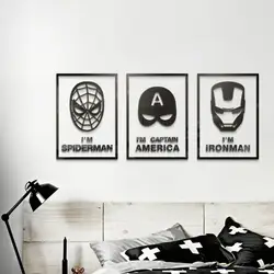 Железный человек Человек-паук Бэтмен супергерой виниловый арт-дом Декор 3D акриловые наклейки на стену для детской комнаты Гостиная