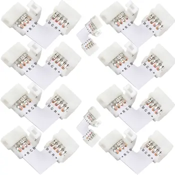 

10mm 4 Pin L shape led rgb connector Solderless connecting corner right angle 10mm 5050 RGB LED Strip Light Fireproof Material