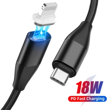 

For iPhone Magnetic USB C Cable for iPhone XR XS 8 Plus 11 Pro USB C Cable Fast Charge PD 18W USB C Charger Cable Data Wire Cord