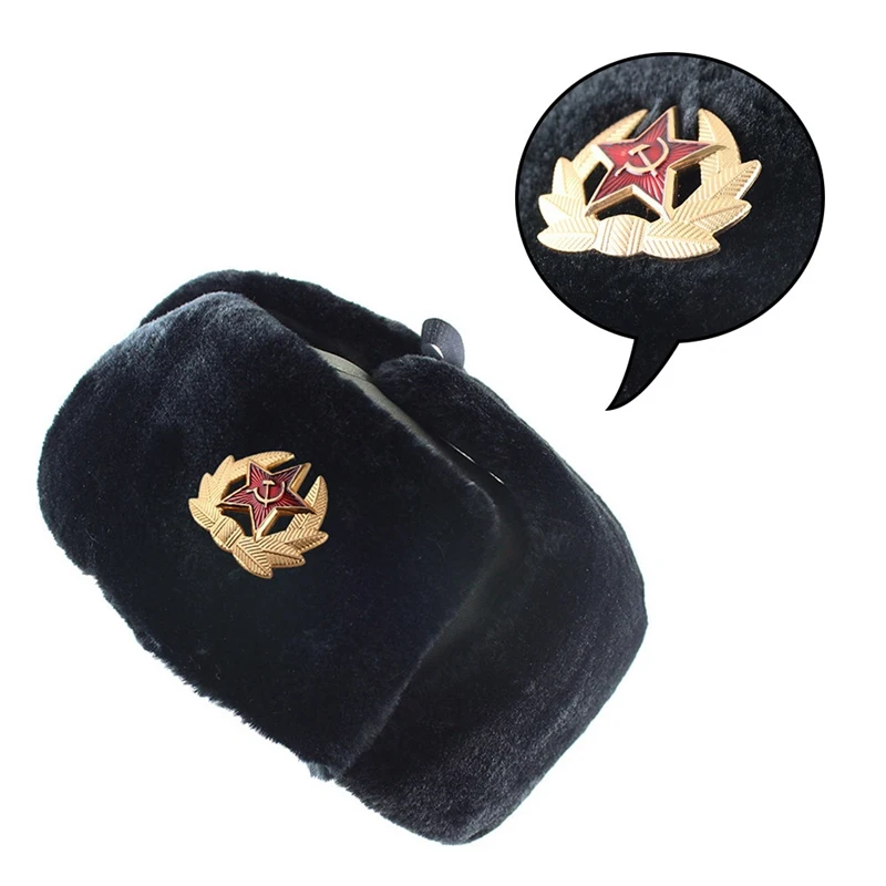 New Russian Army Military Hats Pilot Hat Police Hat Winter Men Snow Cap with Earmuffs Ski Warm Thick Hats for Men