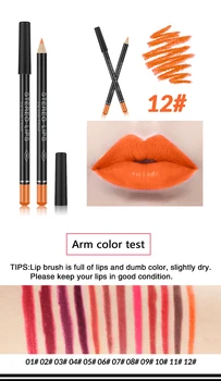 

12 Colors Stylish Black Color Sexy Matte Stick Waterproof Lasting no blooming Lip Liner Pencil Set Beauty Makeup Cosmetic Tools