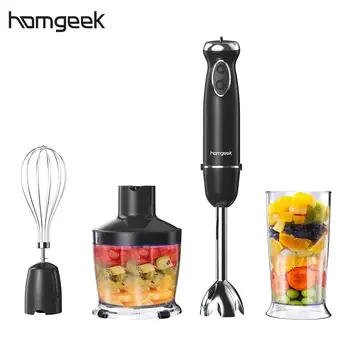 

Homgeek Immersion Blender Kitchen 4-in-1 800W Portable Juicers Hand Stick Blender Mixer Vegetable Meat Grinder Hand Blender