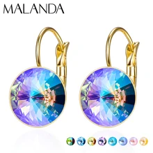 Женские серьги подвески с кристаллами Swarovski модные круглые