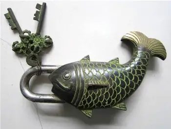 

Copper Statue China's old copper door lock goldfish shape auspicious fish every year