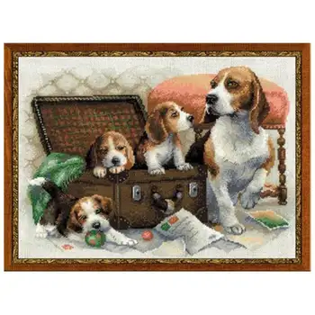 

Dogs in the box patterns Counted Cross Stitch 11CT 14CT 18CT DIY Chinese Cross Stitch Kits Embroidery Needlework Sets