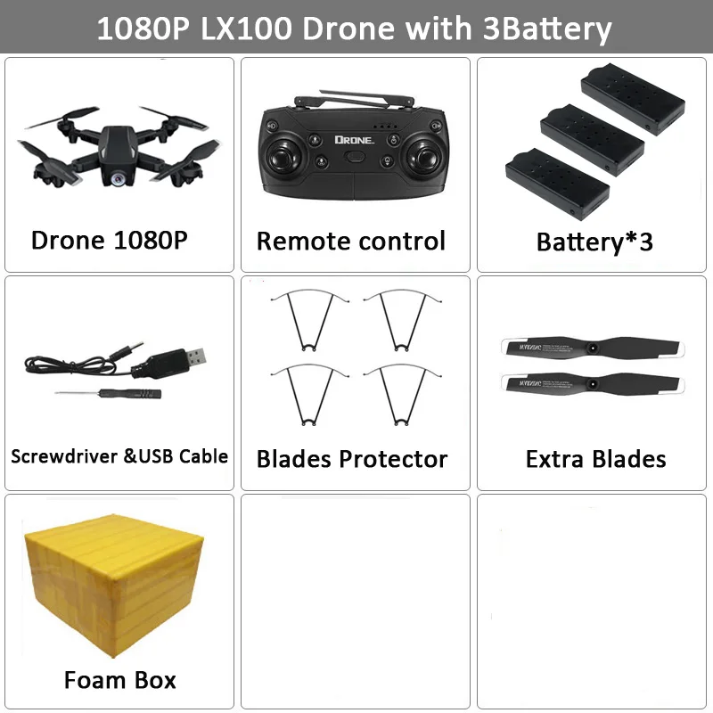 LX100 складной Радиоуправляемый Дрон с камерой 4 K/1080 P, положение оптического потока для фото и видео, Вертолет VS Xs816 SG106 - Цвет: 1080P 3B Black FB