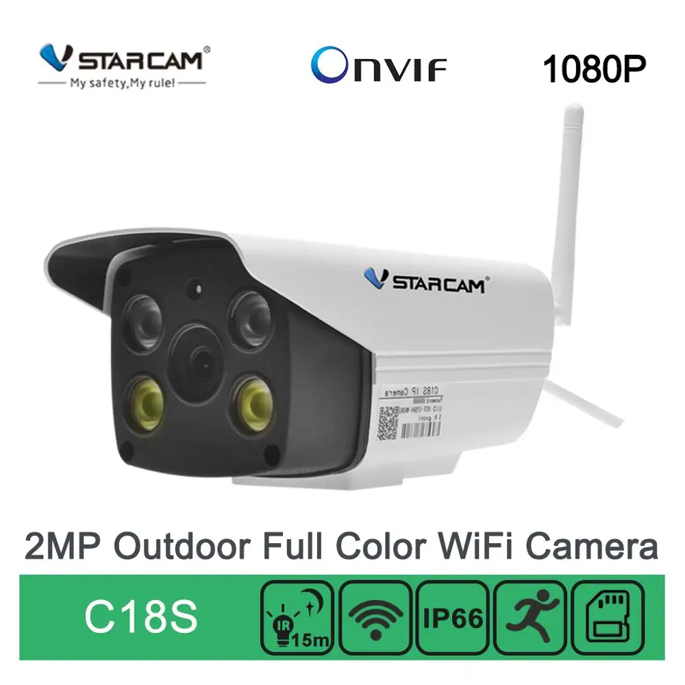 C18S Vstarcam 1080P наружная Wifi ip-камера Onvif 2MP Всепогодная IR полноцветная камера ночного