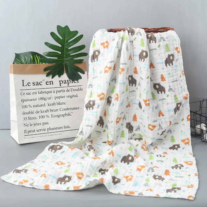 

[Live Enjoy] Pure Cotton Gauze Bath Towel Six-layer High Density Washing Pleated Bath Towel Baby Blanket Gift