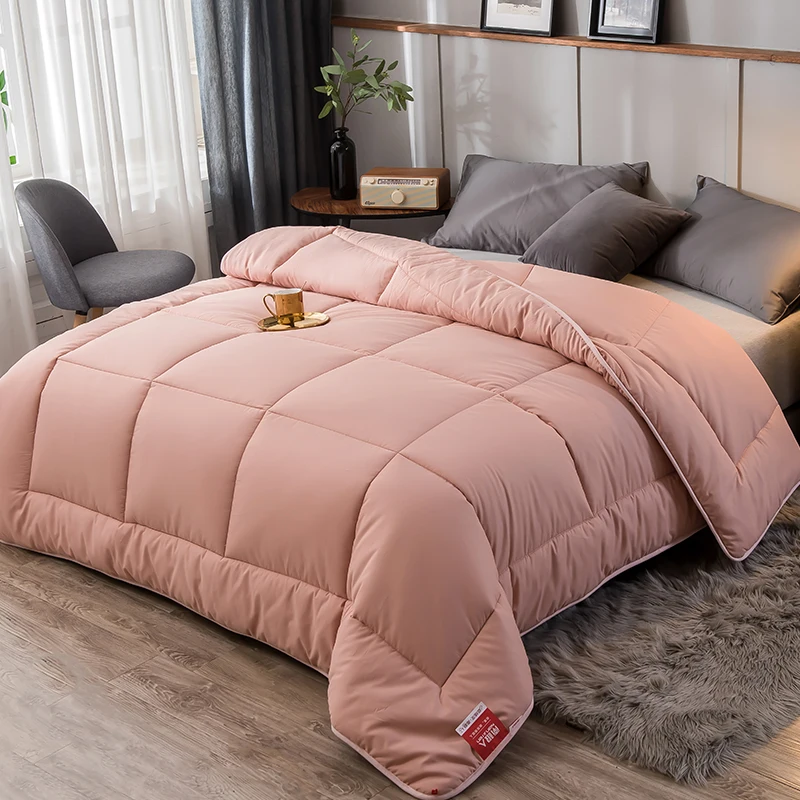 Двойное пуховое одеяло, постельные принадлежности, толстое теплое осеннее и зимнее пуховое одеяло, горячий стиль, отшлифованное вязаное зимнее одеяло, Студенческое Одеяло