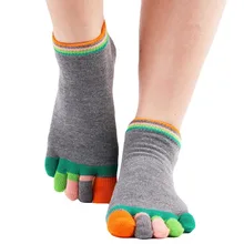 1 пара спортивных упражнений балетная обувь для танцев для женщин Полный Пальцы носки нескользящие массажные с резиновым покрытием фитнес теплый тренажерный зал танцевальные носки Y8