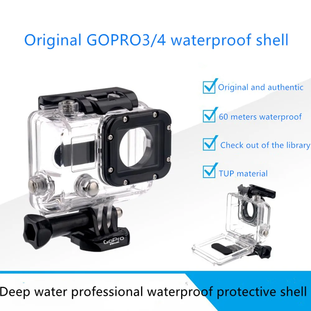 cykel værdighed Koordinere GoPro hero3 Hero 3 + hero 4 original accessories 60m deep diving camera  original waterproof case (second hand) - AliExpress