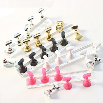 

1Set Acrylic False Nail Tips Practice Trainning Display Stand Holder Base Alloy Crystal Nail Art Polish Display Manicure Tools