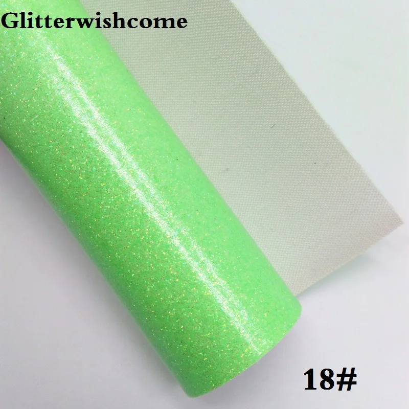 18 Glitterwishcome 30X134 см мини-рулон блестящая ткань винил для бантов гладкая блестящая кожа ткань искусственная кожа для бантов, GM200 - Цвет: 18