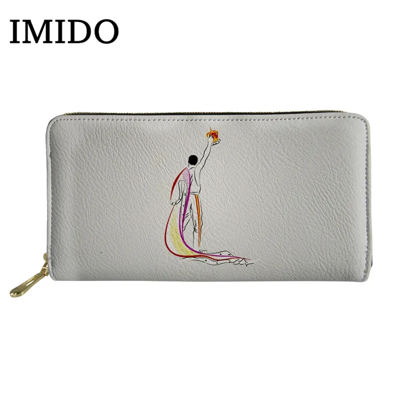 IMIDO/Модный женский кошелек из искусственной кожи с ремешком «Королева», женские кошельки для денег и карт, большая сумка для телефона на молнии - Цвет: as picture