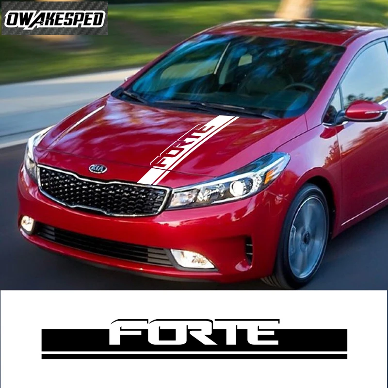Auto Engine Cover Stickers Car Hood Bonnet Decor Vinyl Decals Racing Sport Stripes For-KIA Forte Hatchback Sedan Accessories (1)