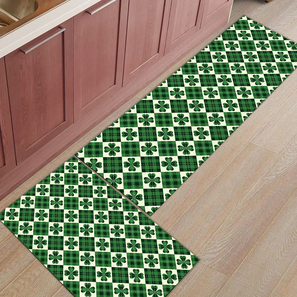 2 шт. Коврики для кухни Традиционный Шотландский клетчатый Клевер коврики для входной двери ванной комнаты гостиной двери коврики домашний декор