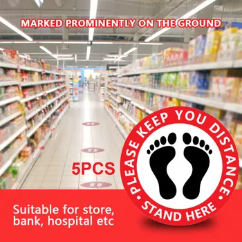 

KAKUDER 5pcs Ground floor crowd isolation labeling Queue ground sign Durable & Eye Catching effectively keep distance Drop Ship