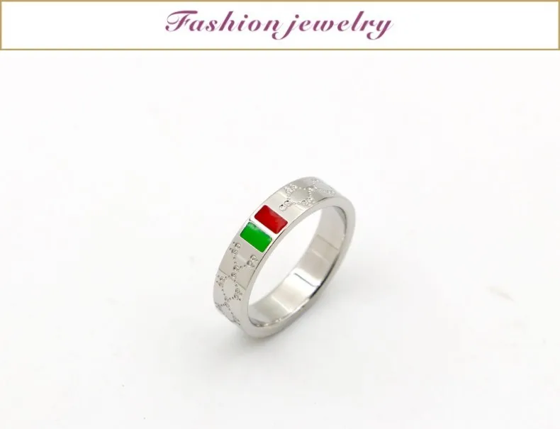 Японское и корейское модное кольцо для пары в красную и зеленую полоску, титановое стальное розовое Золотое кольцо с хвостом для мужчин и женщин