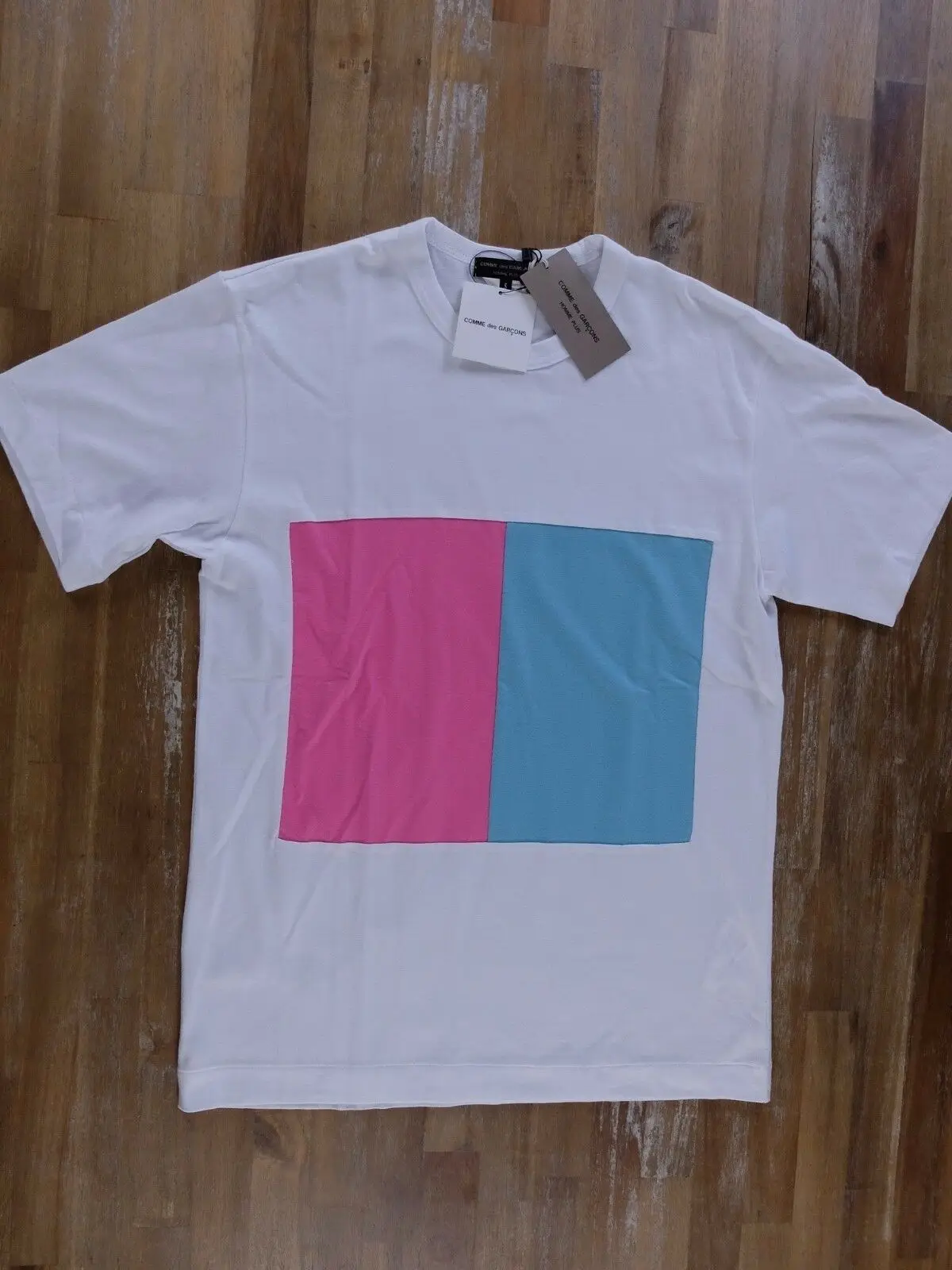 

comme des carcons Homme Plus white color block t-shirt - Size Small - NWT Long Sleeve Hoddies unisex hoddie short sleeve Tee Shi