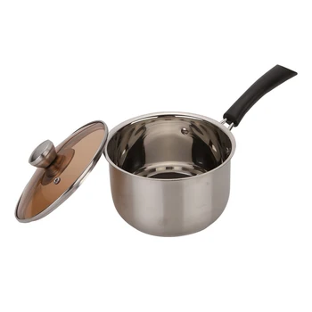 

Home Stainless Steel Sauce Pan & Glass Lid for All Stovetops- Silver