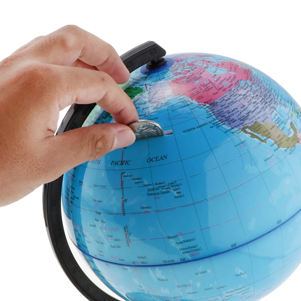 World Globe Piggy Bank Antique Decor Desktop Globe Rotating Earth Geography Globe Money Saving Coin Cash Collectible Box Gift