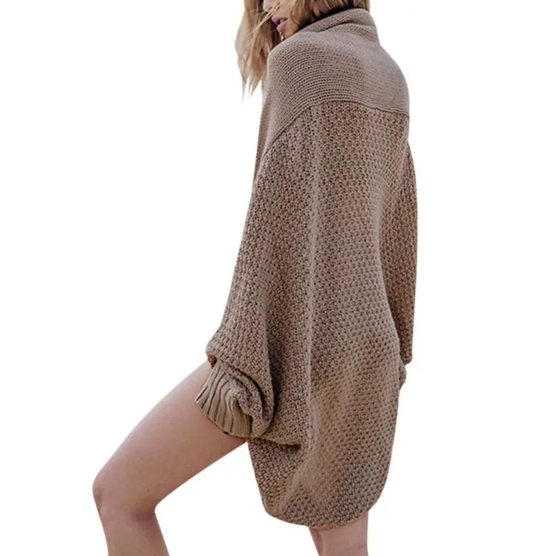 

New Scarf Collar Knitted Cardigans Women Casual Long Sleeve Sweaters Loose Open Stitch Batwing Sleeve Jumper Female Tops