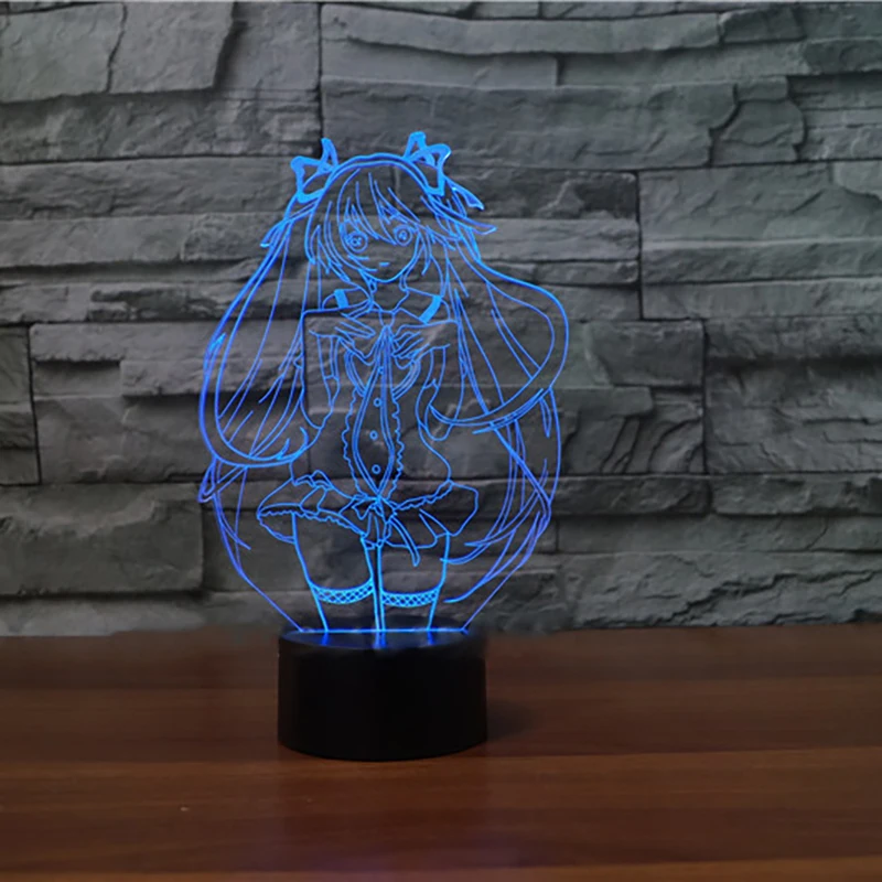 Novelty USB Colorful Gradient Acrylic 3D Touch Button Table Lamp Anime Girl LED Nigh Tlight Child Room Decor Light Fixture Gifts