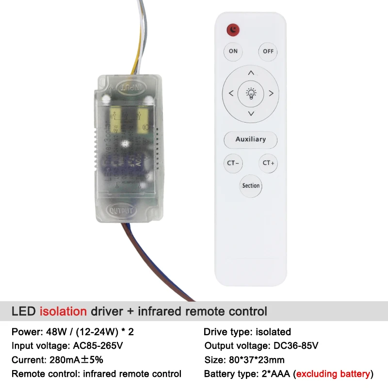 12-24Wx2 светодиодный пластиковый Драйвер безопасности AC85-265V светодиодный трансформатор питания с инфракрасным пультом дистанционного управления для светодиодный освещения