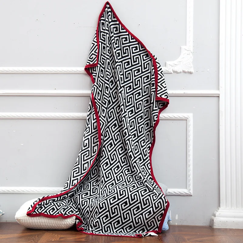 

Acic di ya New Style Knitted Blanket Pure Cotton Knitted Blanket Geometric Pattern
