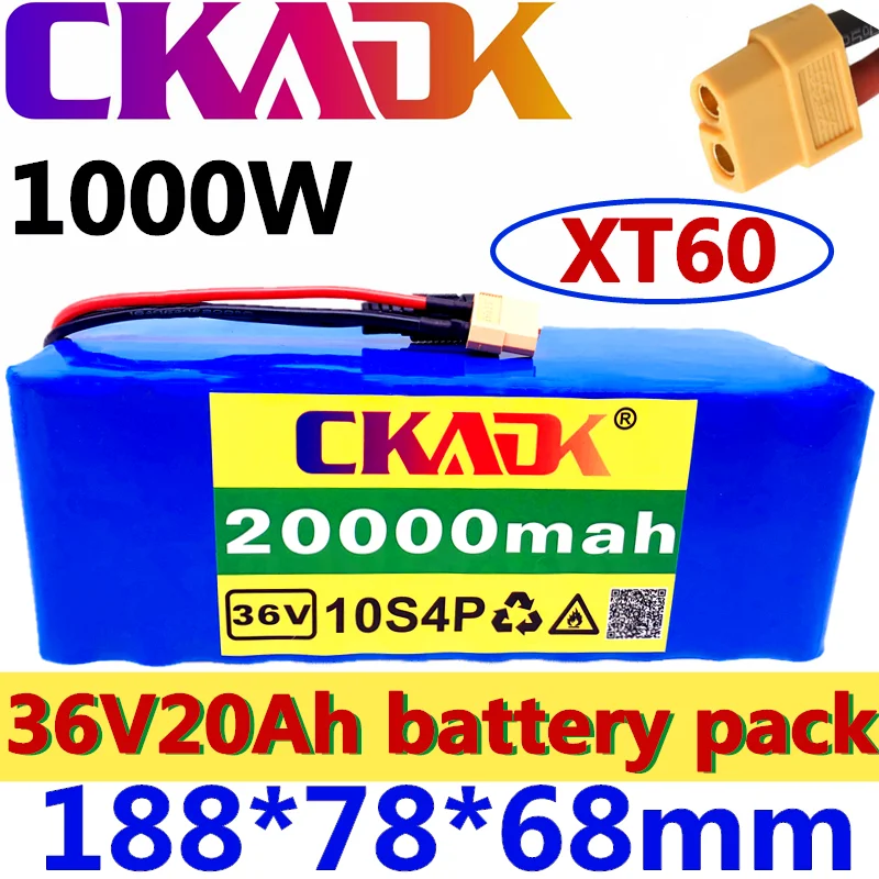 Аккумулятор 36 В 10S4P 20 Ач аккумулятор высокой мощности 1000 Вт 42 в 20000 мАч для