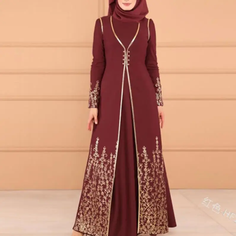 Vestidos длинное мусульманское абайя Турция исламский арабский хиджаб платье Кафтан Дубай Кафтан марокканский Tesettur Elbise халат Musulmane Longue - Цвет: Red dress