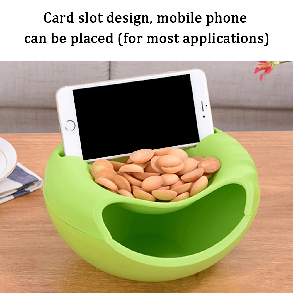 

4 color plastic double layer snack box bowl lazy snack bowl fruit plate bowl modern living room creative modeling
