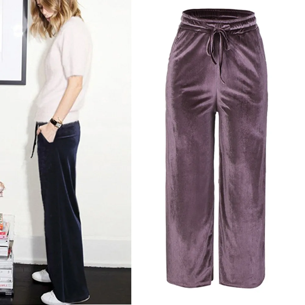 Женские широкие брюки, зимние вельветовые свободные брюки pantalones mujer, повседневные Модные брюки палаццо размера плюс d90813