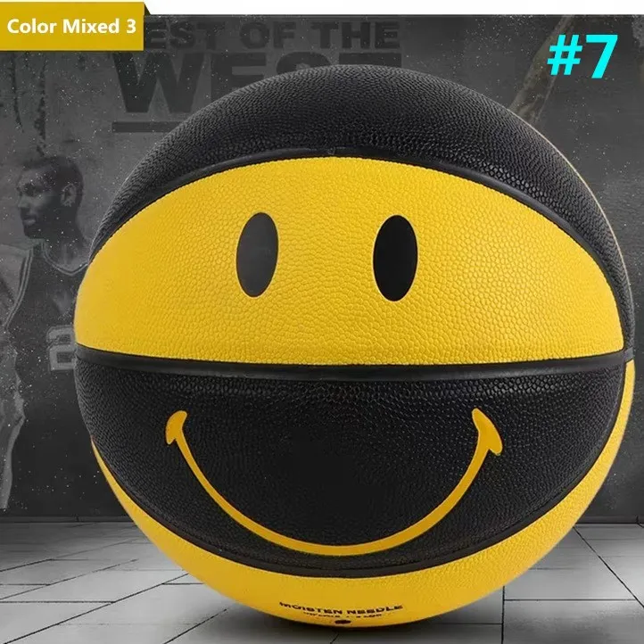 Black Yellow Size 7 Мужские Молодежные 5#/7# профессиональные спортивные баскетбольные улыбки для тренировок в помещении и на улице/соревнования баскетбольные мячи подарок на день рождения - Цвет: Black Yellow Size 7