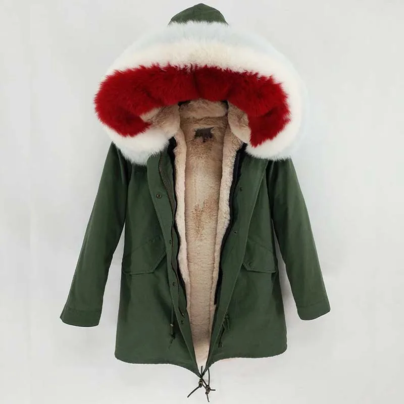 Зимняя куртка женская длинная парка натуральный Лисий меховой капюшон, воротник пальто Верхняя одежда Съемная уличная Новая мода