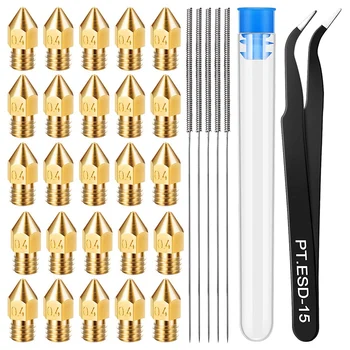 

36 Pieces 3D Printer Accessories Include 30 Pieces Printer Nozzles, 5 Pieces Cleaning Needles and 1Pieces Tweezers