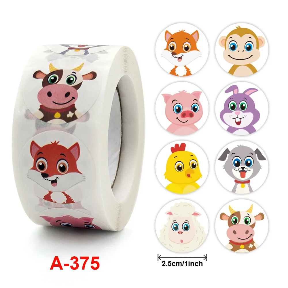 50-500pcs Cartoon Animal Children Sticker Label Thank You Stickers Cute Toy Game Tag DIY Gift Sealing Label Decoration Supplies