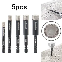 

5pcs 6/8/10/12/14mm Vaccum Brazed Diamond Dry Drill Bits Hex Shank Hole Opener For Marble Ceramic Granite Concreted Drilling