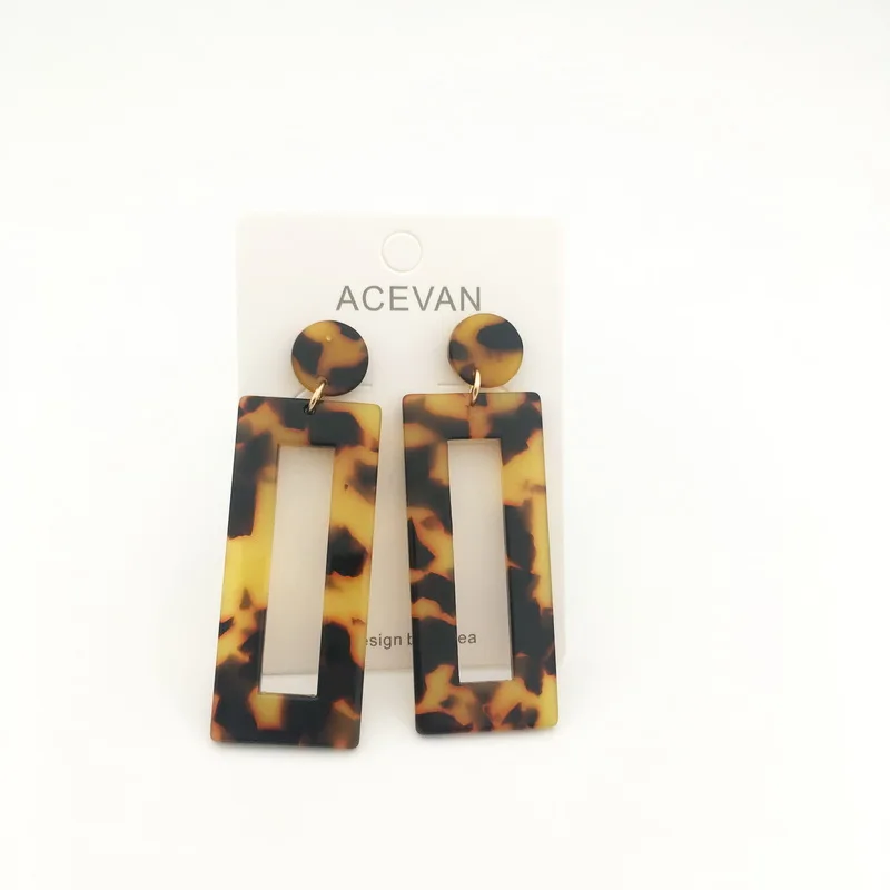 

acrylic earring Bohemian earrings acetate earring tortoise shell earrings rectangle geometric earring Jewelry