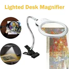 Прикрепляемая настольная Лупа 2.5x/5x увеличительный инструмент со светодиодный светильник инструменты для рисования стекла