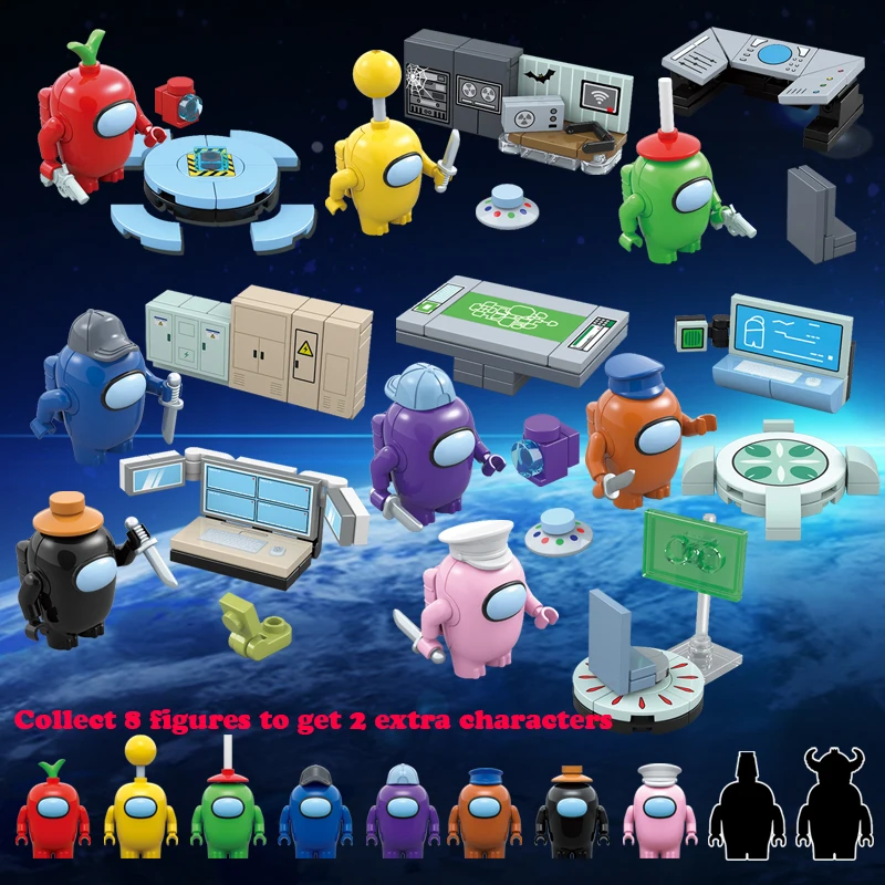 

10Pcs/Set Among Us Building Blocks Pvc Game Assembly Model Creativity Action Figure Doll Assembled Children Toys Christmas Gift