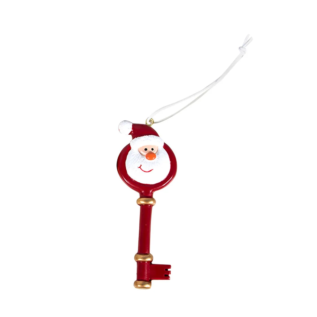 HOT Christmas Cute Key Shaped Ornament Wrought Iron Santa Claus Head Christmas Tree Pendant Home Decor New Year Gifts#T2