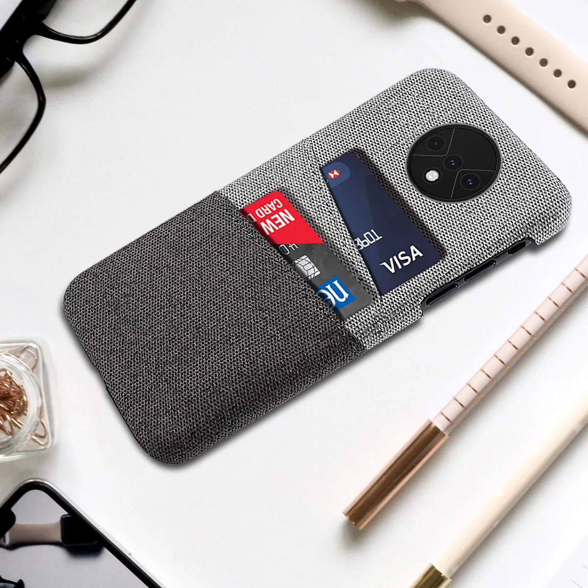 Для OnePlus 7T чехол ультра тонкий жесткий задний PC защитный матовый тканевый чехол для OnePlus 7T Pro чехол со слотом для карт кошелек