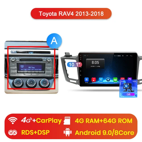 Junsun Штатное Головное устройство Toyota RAV4 2012 2013- GPS Android 8.1 aвтомагнитола магнитола 2 din автомагнитолы Андроид для Тойота рав4 рав 4 штатная магнитола автомобильная мультимедиа 2 дин навигатором - Цвет: 4G (4GB 64GB) A