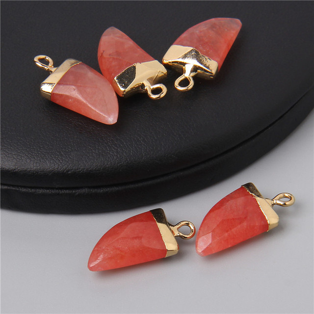 Natural Stone Pendants Faceted Agates Crystal Turquoises Opal Amethysts Quartz Pendant Charm for Jewelry Making 10x20mm Diy